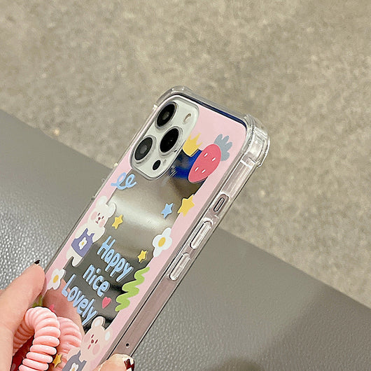 Funda TPU Espejo para Celular Osito Cartoon con Correa - Image 4