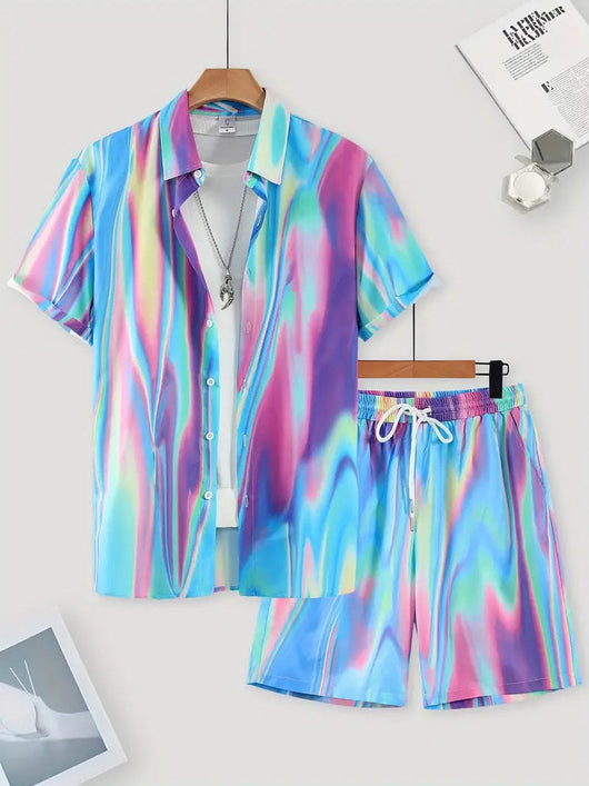 Camisa Casual de Manga Corta con Estampado Salvaje para Hombre - Image 17