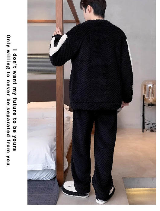 Pijama Térmico de Terciopelo Coral para Hombre - Abrigo Invierno - Image 21