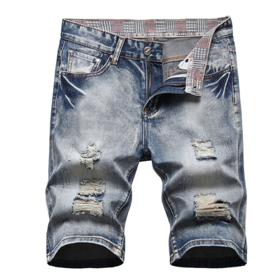 Shorts de Verano para Hombre Slim Fit con Detalles Rotos Estilo Vintage