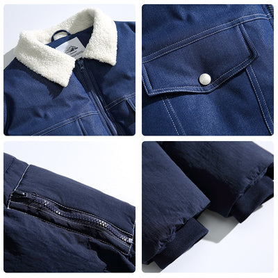 Abrigo Denim Acolchado Retro Americano para Hombre - Image 4