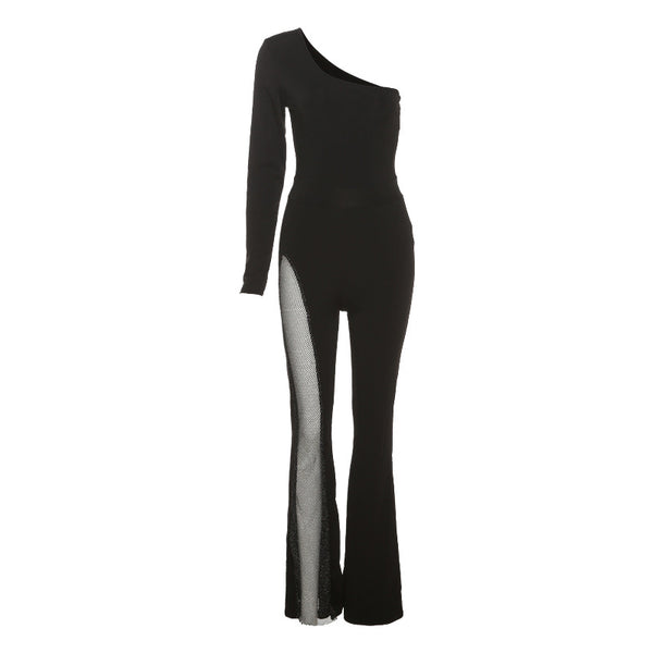 Jumpsuit Elegante de Manga Larga con Hombro Descubierto para Mujer