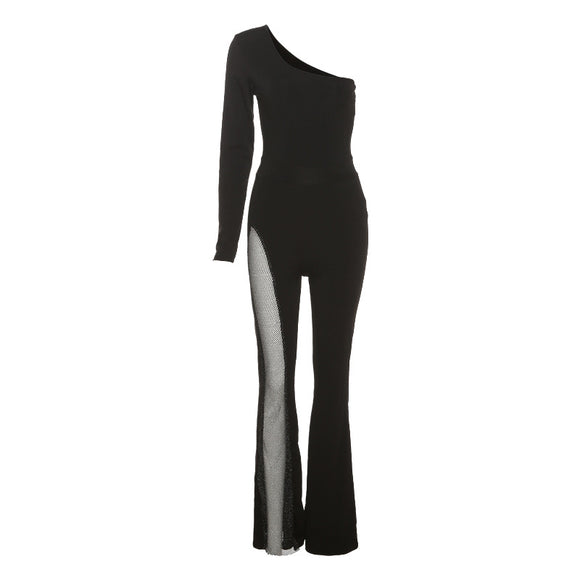 Jumpsuit Elegante de Manga Larga con Hombro Descubierto para Mujer