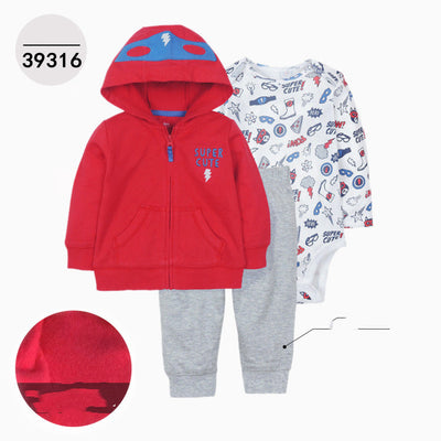 Chaqueta de Cuero con Capucha Manga Larga Tres Piezas para Niños - Image 34