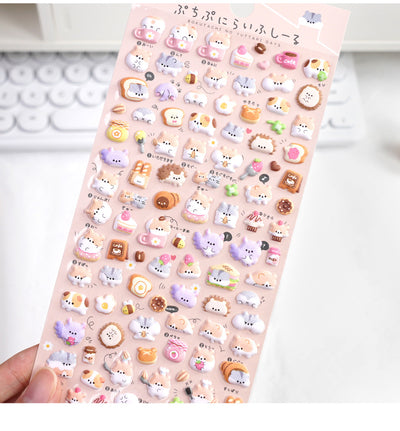 Six sheets of cartoon animal foam particle stickers in various colors and themes, including clouds, food, ghosts, forest animals, and penguins. - Image 7