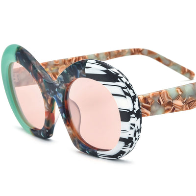 Gafas de Sol Estilo Cat-eye con Lentes Ahumados y Bloques de Color - Image 8