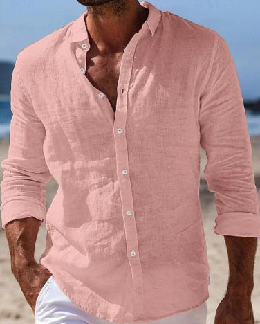 Camisa Casual de Algodón y Lino para Hombre - Image 13