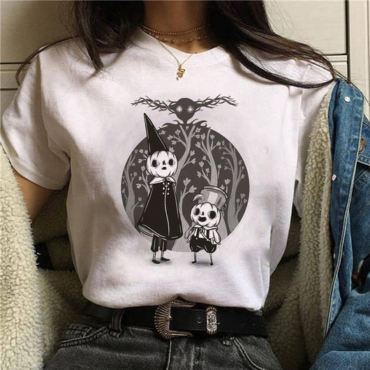 Playera Gato Caricatura con Hongos Halloween Manga Corta - Image 4