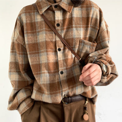 Camisa Cuadros Retro Invierno Estilo Universitario Niños y Niñas