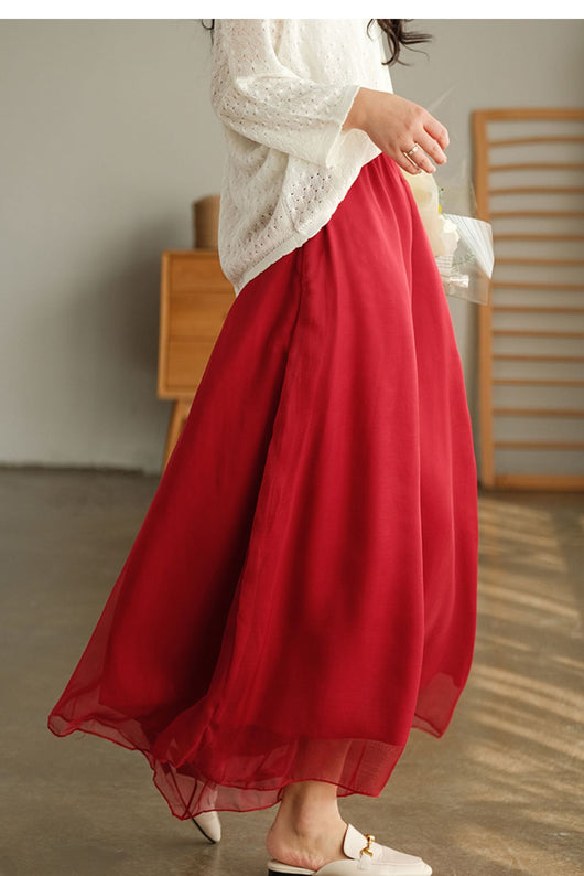 Pantalones Anchos de Cintura Alta en Malla y Gasa - Comodidad Elegante - Image 56