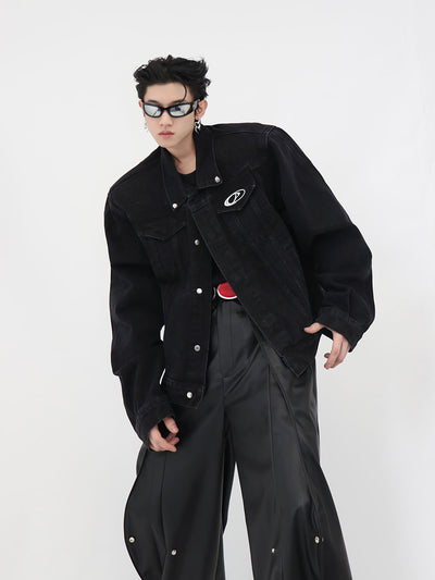 Chaqueta Denim Cropped con Paneles Metálicos y Hombreras - Image 6