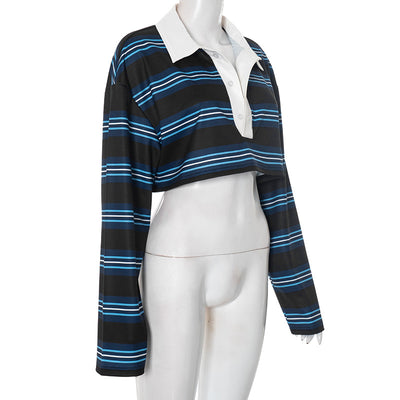 Polo de Rayas Otoñal con Cuello Clásico y Mangas Largas - Image 25