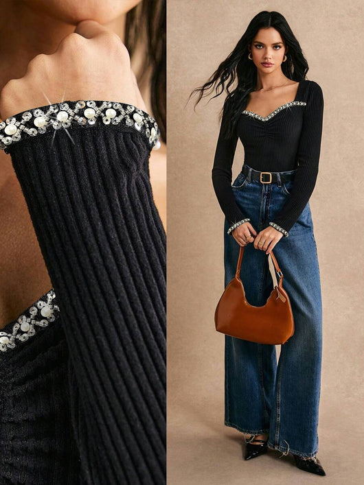 Blusa Base Layer Ajustada con Strass para Mujer - Image 6
