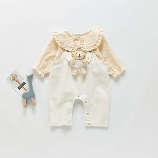 Pantalones de Bebé Unisex con Tirantes y Mangas Largas en Denim - Image 7