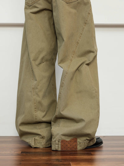 Pantalones Khaki Premium Deconstrucción Retro Pierna Ancha para Hombre - Image 14