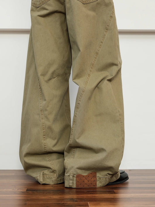 Pantalones Khaki Premium Deconstrucción Retro Pierna Ancha para Hombre - Image 14