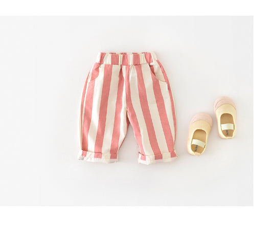 Pantalones Casuales Infantiles de Cintura Alta con Rayas de Primavera - Image 13