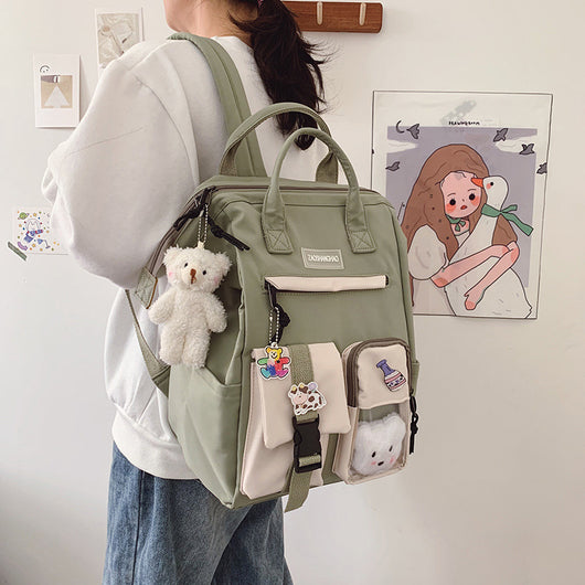Mochila Escolar para Adolescentes Niñas con Anillo Decorativo - Image 7