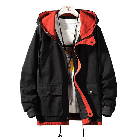Abrigo Holgado Japonés con Contraste de Colores para Hombre - Image 10