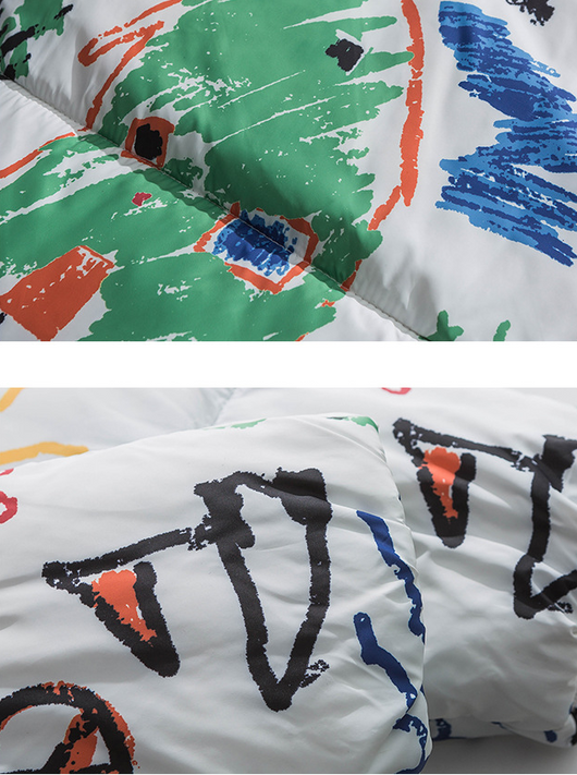Abrigo Suelto de Algodón con Estampado Graffiti para Hombre - Image 13