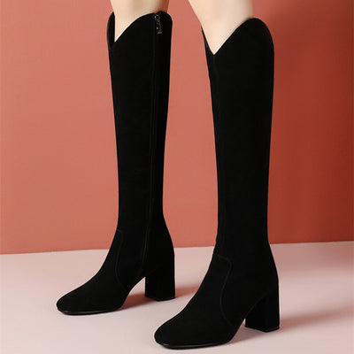 Botas Altas de Cuero con Tacón Grueso para Mujer - Image 8