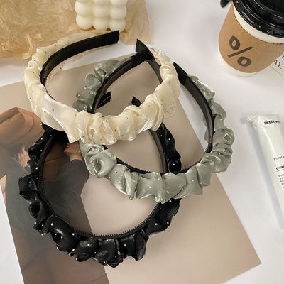 Diadema Plisada de Satén Premium Negro Ancho - Image 31