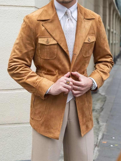 Abrigo Trench Casual Italiano de Bolsillos Múltiples para Hombre - Image 9