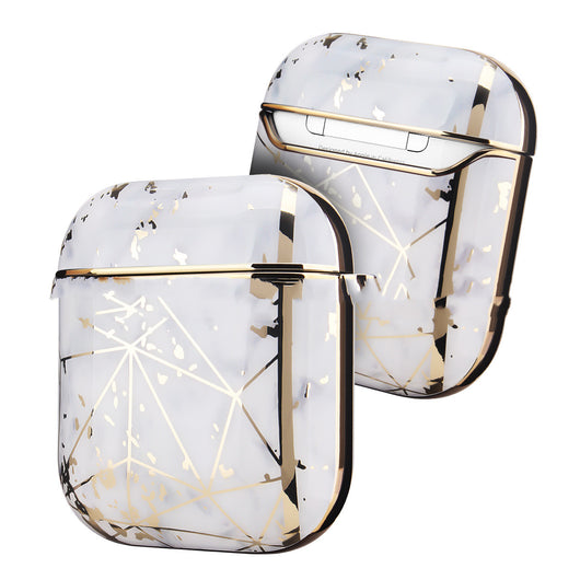 Funda Protectora para AirPods con Diseño Mármol Blanco y Acabado Dorado - Image 32