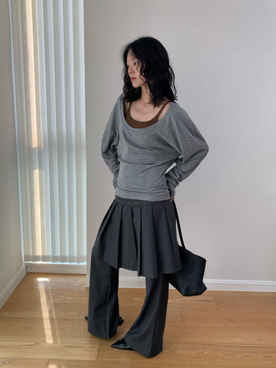 Pantalón Casual Coreano Falsa Dos Piezas con Diseño de Peto - Image 14