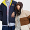 Chaqueta Acolchada Reversible para Parejas con Bordado de Cometa y Contraste de Colores