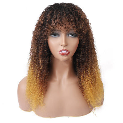 Peluca Cabello Natural Mecanismo Completo Tres Colores Cabello Liso y Rizado