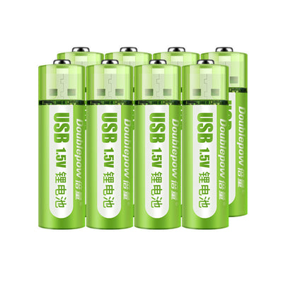 Two green USB rechargeable AA batteries with 1.5V constant voltage, labeled "Doublepow" and "USB 1.5V". - Image 7