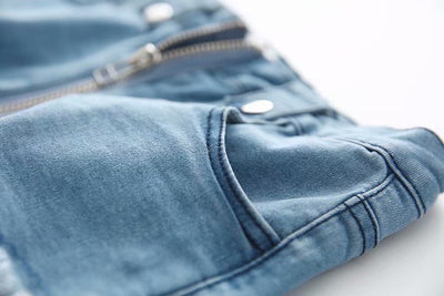 Shorts de Mezclilla Cintura Alta con Cierre Frontal y Ajuste Elástico - Image 11