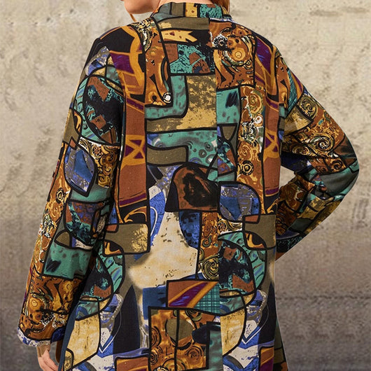 Camisa Estampada de Cuello Mao Manga Larga Mujer - Image 10