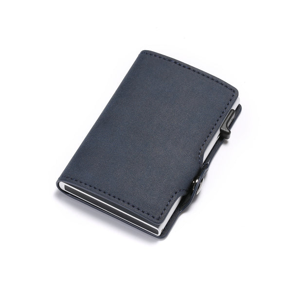 Cartera Retro de Cuero Genuino con Cierre Lateral de Aluminio
