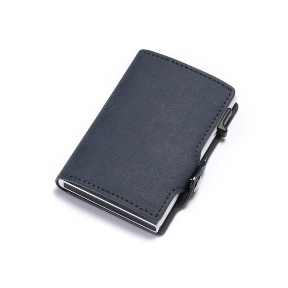 Cartera Retro de Cuero Genuino con Cierre Lateral de Aluminio