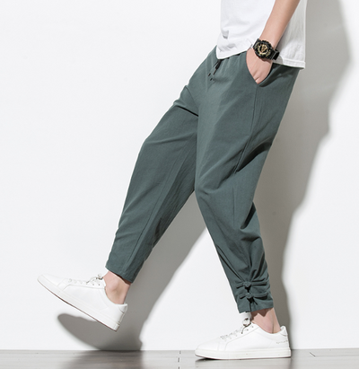Pantalones Deportivos Hombre Algodón Lino Estilo Asiático - Image 7