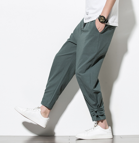 Pantalones Deportivos Hombre Algodón Lino Estilo Asiático - Image 7