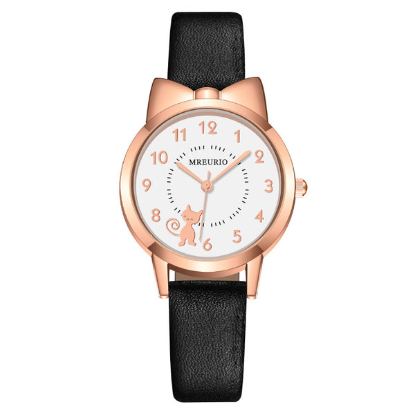 Reloj de Pulsera con Diseño de Gatita Adorable y Moño
