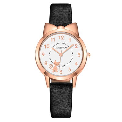 Reloj de Pulsera con Diseño de Gatita Adorable y Moño