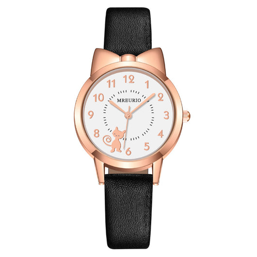 Reloj de Pulsera con Diseño de Gatita Adorable y Moño