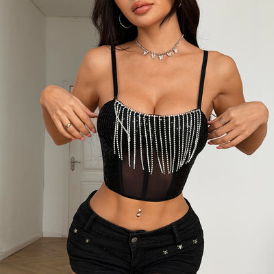 Top Deportivo Patchwork con Cadena Diamante y Cierre - Image 3