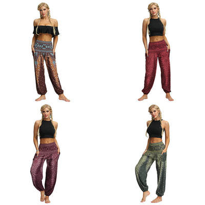 Pantalones Yoga Sueltos Estampado Floral Pierna Ancha Largos - Image 15