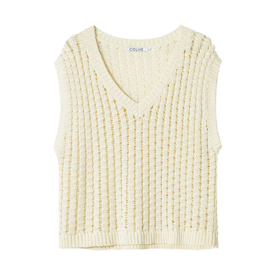 Chaleco Tejido Mujer Cuello V Algodón con Volumen - Image 14