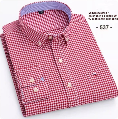 Camisa Oxford de Algodón Puro a Cuadros para Hombre - Image 4