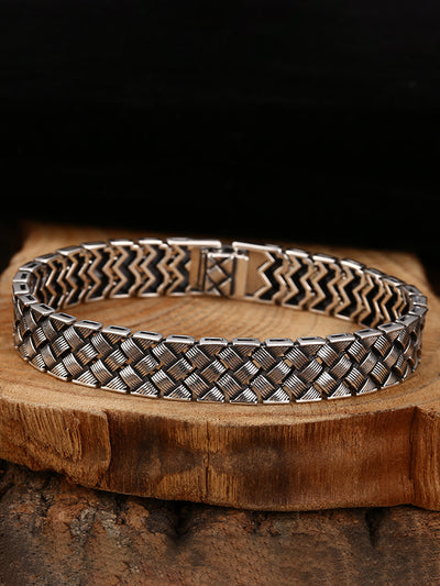 Pulsera de Plata 925 con Diseño Tejido de Líneas Cruzadas - Image 6