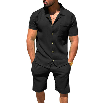 Conjunto de Verano Hombre: Cardigan con Solapa y Shorts a Rayas - Image 7