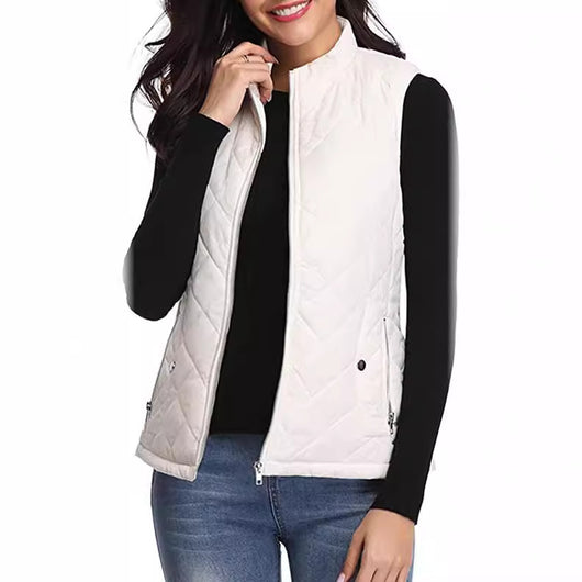 Chaleco de Algodón para Mujer con Cuello Parado y Bolsillos con Cierre - Image 7