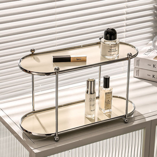 Organizador de Baño Multicapa Estilo Cream - Estantería de Almacenamiento Lujo sin Perforación