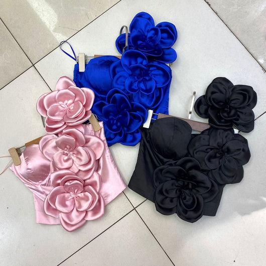 Chaleco Asimétrico con Flores 3D y Tirante al Hombro para Mujer